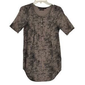 Silvian Heach Sheath Dress Womens XS Pockets Abstract Taupe Black Lagenlook